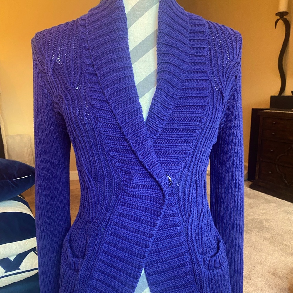 Cobalt Blue Guess Cardigan Snap Button Sweater